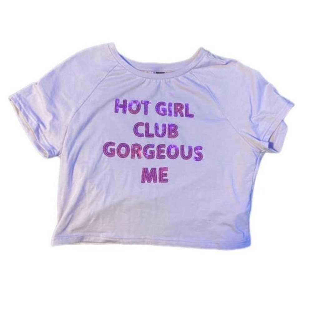 purple graphic cropped tee